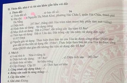 Bán đất MT Nguyễn Thị Minh Khai, P. Hải Châu 1 - Q. Hải Châu - Đà Nẵng